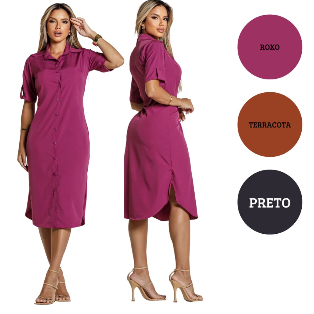 Camisão Vestido Feminino Elegante Camisao Preto Roxo Terracota Laranja Amamentação