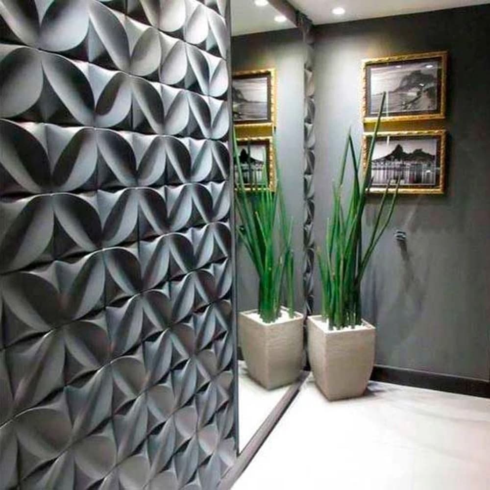 Kit de Placas Revestimento PVC 3d Preto De Parede Decorativa 25x25 cm Vários Kits