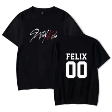 Camiseta  Kpop Stray Kids  Felix 00 Adulto/Infantil Lançamento Camiseta Em Algodao