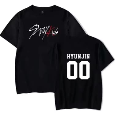 Camiseta  Kpop Stray Kids  Hyunjin 00 Adulto/Infantil Lançamento Camiseta Em Algodao