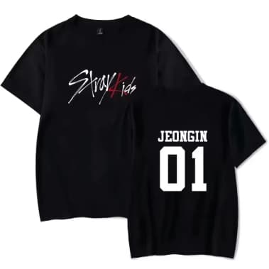 Camiseta Kpop Stray Kids Jeongin 01 Adulto/Infantil Lançamento Camiseta Em Algodao