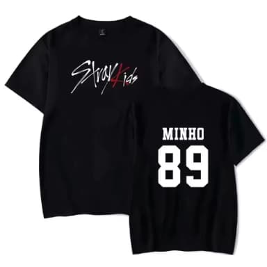Camiseta  Kpop Stray Kids Minho 89 Adulto/Infantil Lançamento Camiseta Em Algodao