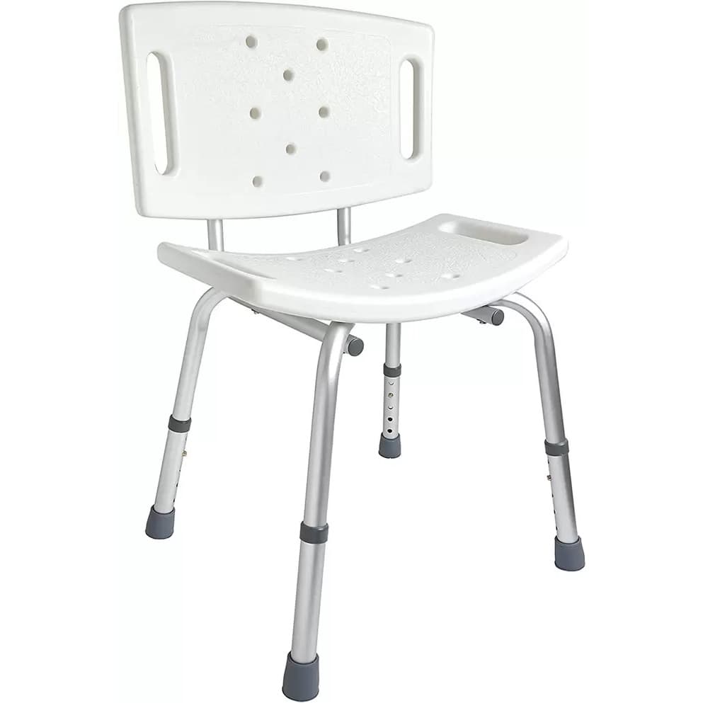 Banco Banqueta Para Banho Com Encosto e Altura Regulável em Alumínio Suporta até 100Kg - Supermedy