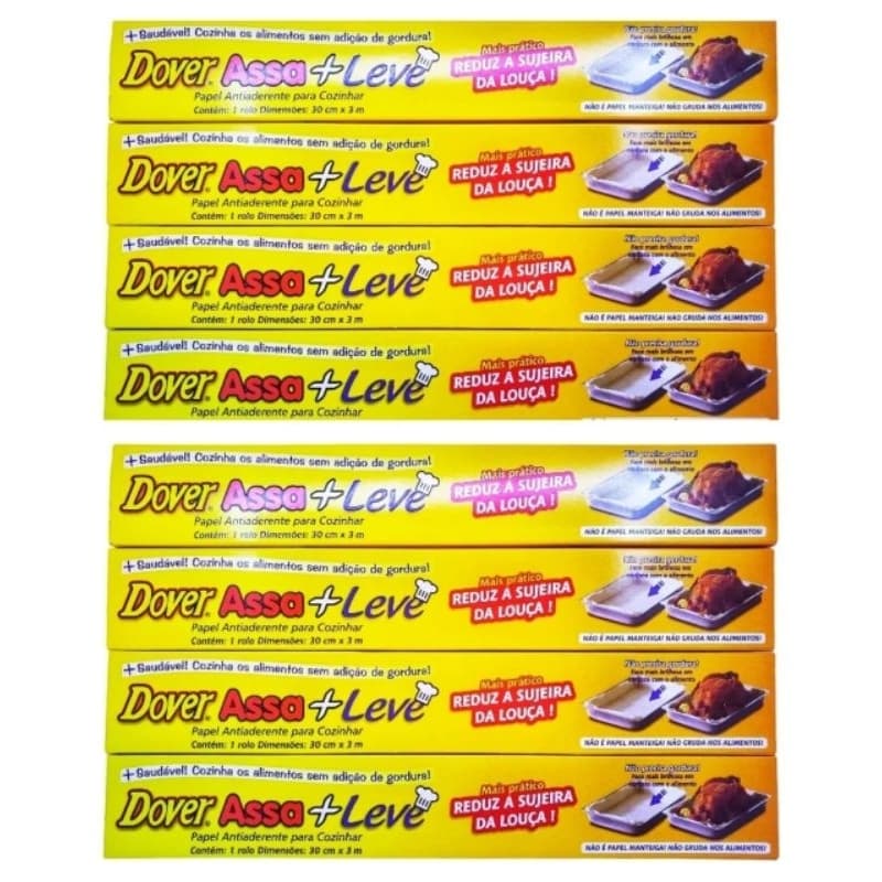 Papel Antiaderente Dover Assa Mais Leve 30cm X 3m Kit 8 Unidades