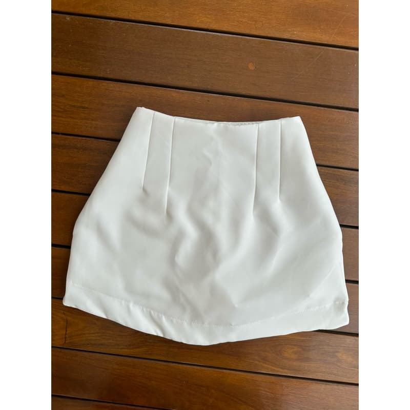 saia com short de alfaiataria 2364/ziper/moda feminina