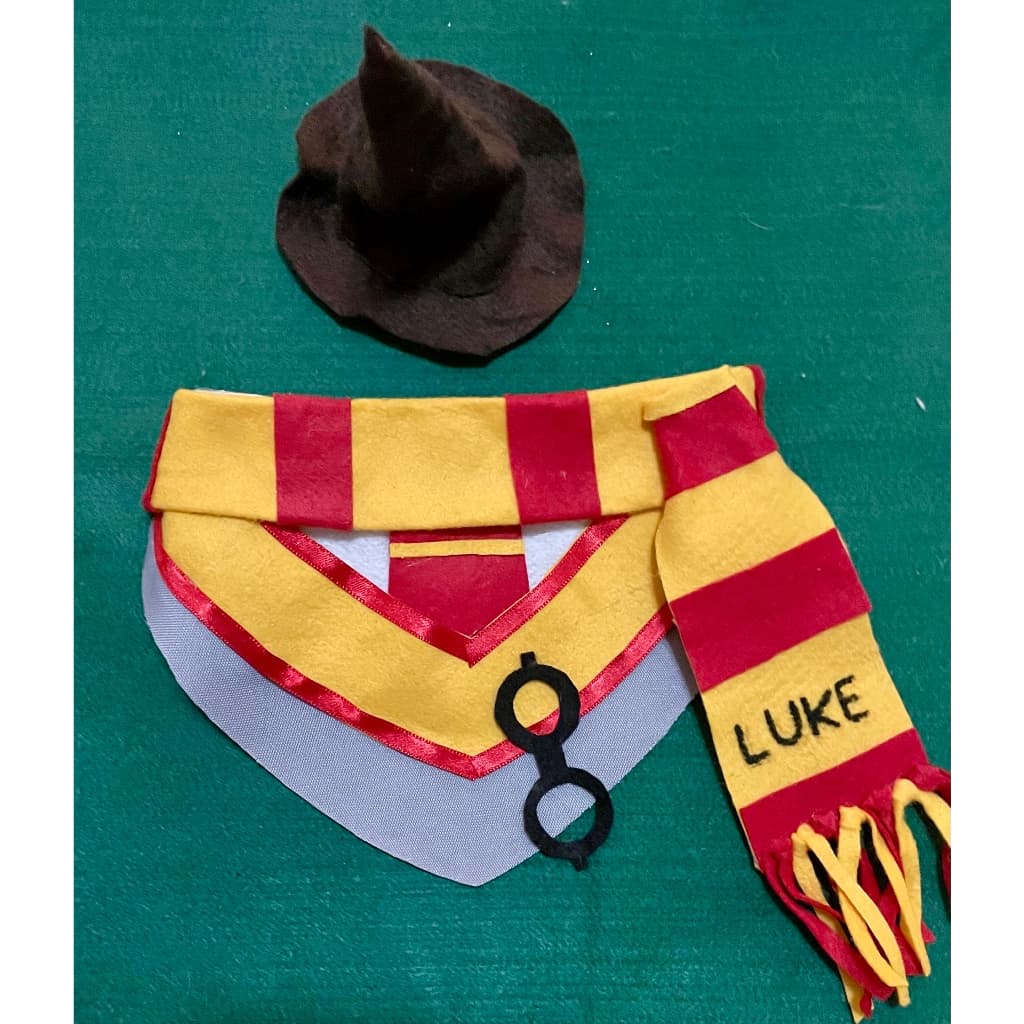 Bandana + chapéu bruxo harry potter fantasia carnaval para cachorro e gato pet