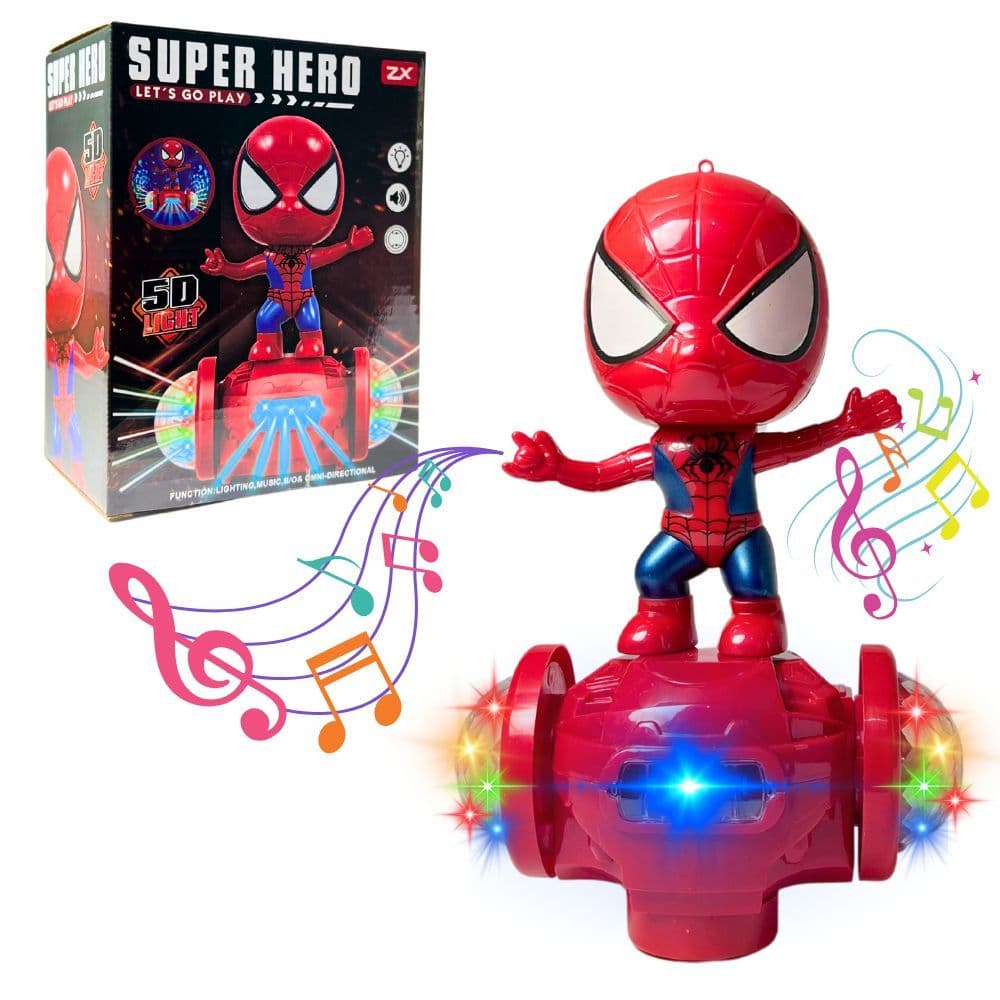 Brinquedo Robô Homem Aranha Dança com Luzes e Som Bate e Volta