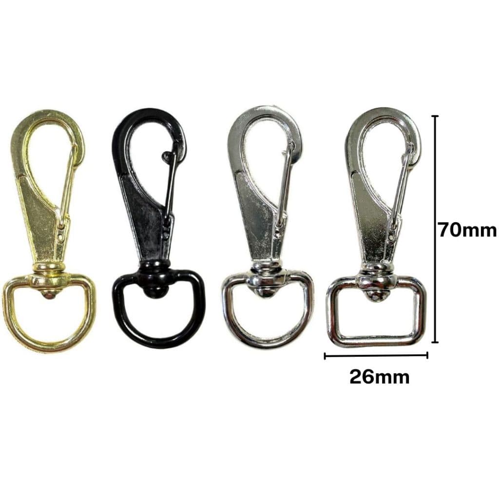 10un Gancho Mosquetão 70mm - Escolha a cor