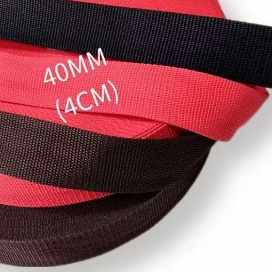 Cadarço Alça Fita CA 40mm Preto com 5 Metros, Alça para Bolsa 40mm de Nylon cor Preto ou Vermelho