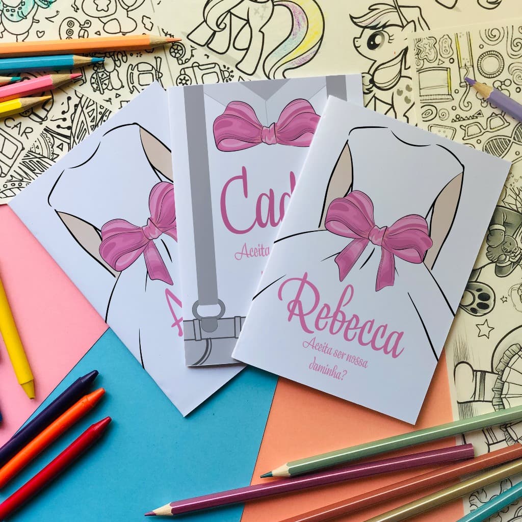 Revistinha de colorir Daminha Pajem Florista Petálista casamento lembrancinhas A6 (10x15 cm).