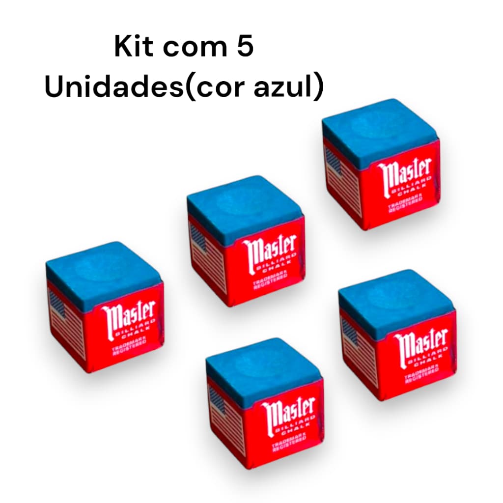 Kit 5 Giz de Sinuca Master AZUL Snooker Giz de Alta Qualidade Profissional Bilhar