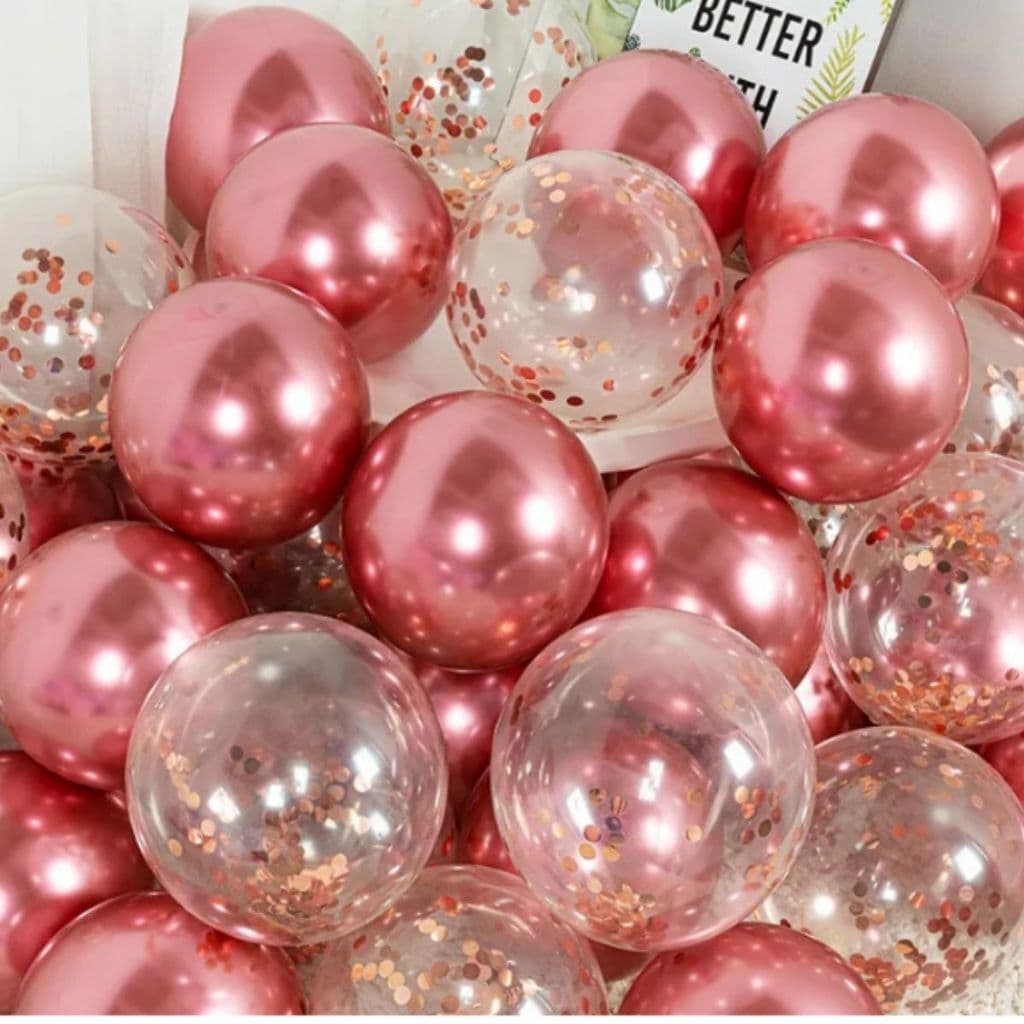 Buque 20 Balão Cromado Tam 9 Polegadas + Bexiga Cristal Transparente Tamanho 9 com Confete