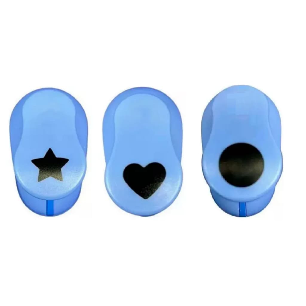 Kit 3 Cortador Perfurador Furador De Papel e E.V.A - 16mm - 1,6cm - ESTRELA - CORAÇÃO - CIRCULO