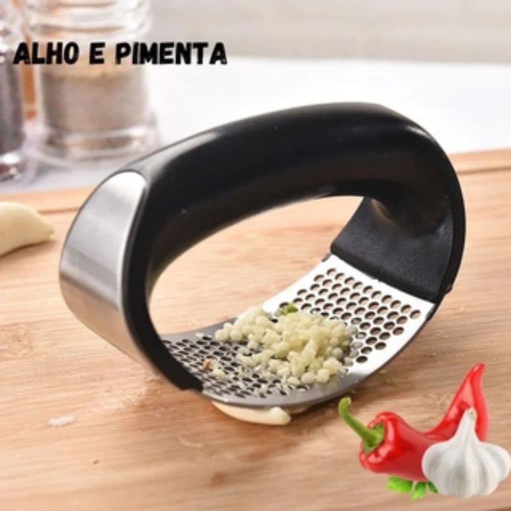 Espremedor Amassador de Alho em Aço Inox ABS Manual Cozinha