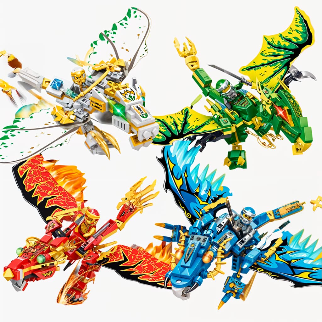 Bonecos de Construção Ninja Moto Robô Dragão Blocos de Montar Bricks Brinquedo para crianças