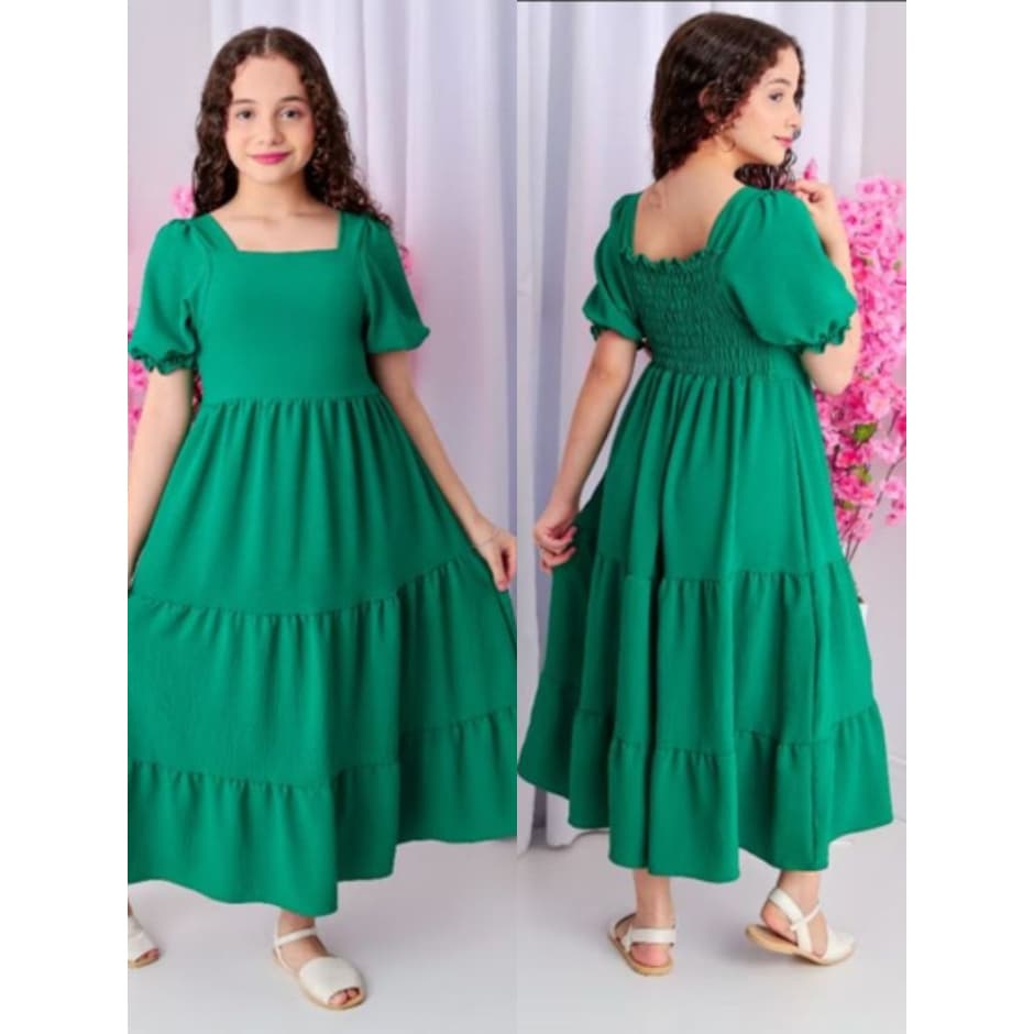 Vestido Longo manga princesa  infantil y juvenil material,dunha,suceso para vendas,linda ,para natal