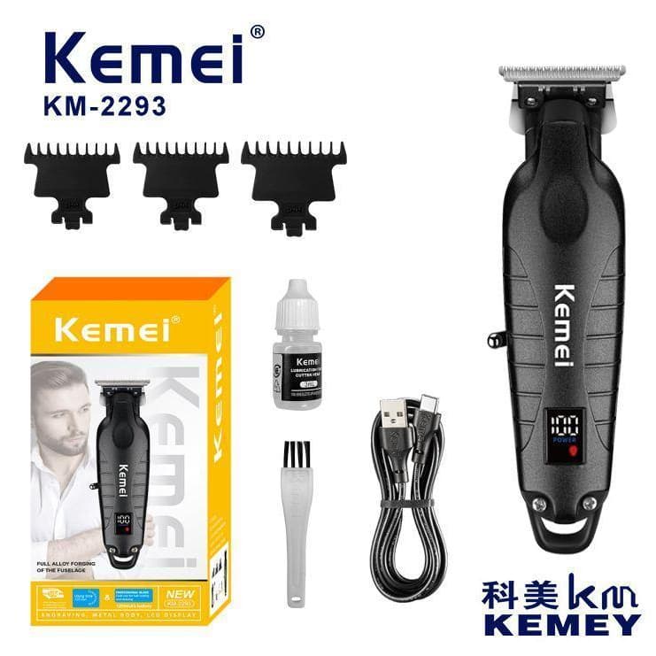 Máquina de Cortar Cabelo Profissional Kemei KM-2293 Cortador e Aparador de Cabelo Original com Display