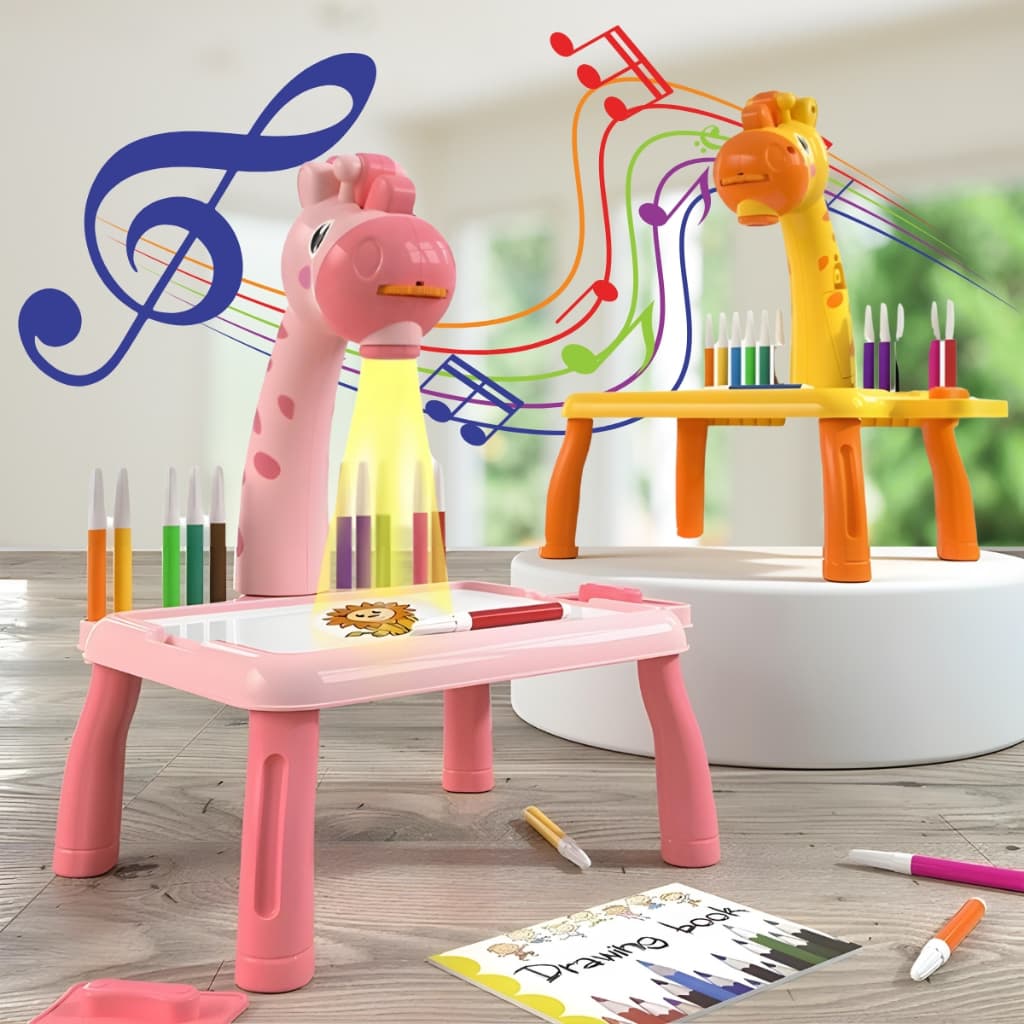 Mesinha de Desenho Projetora Rosa Brinquedo Menina Lousa Mágica Infantil Educacional Kids