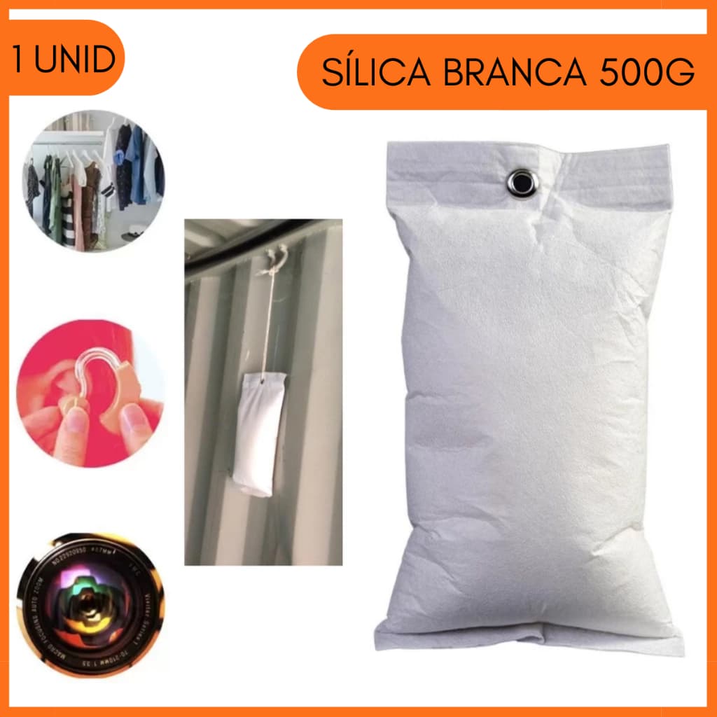 Silica Gel 500g Branca Desumidificador Antimofo Armário Gaveta Container