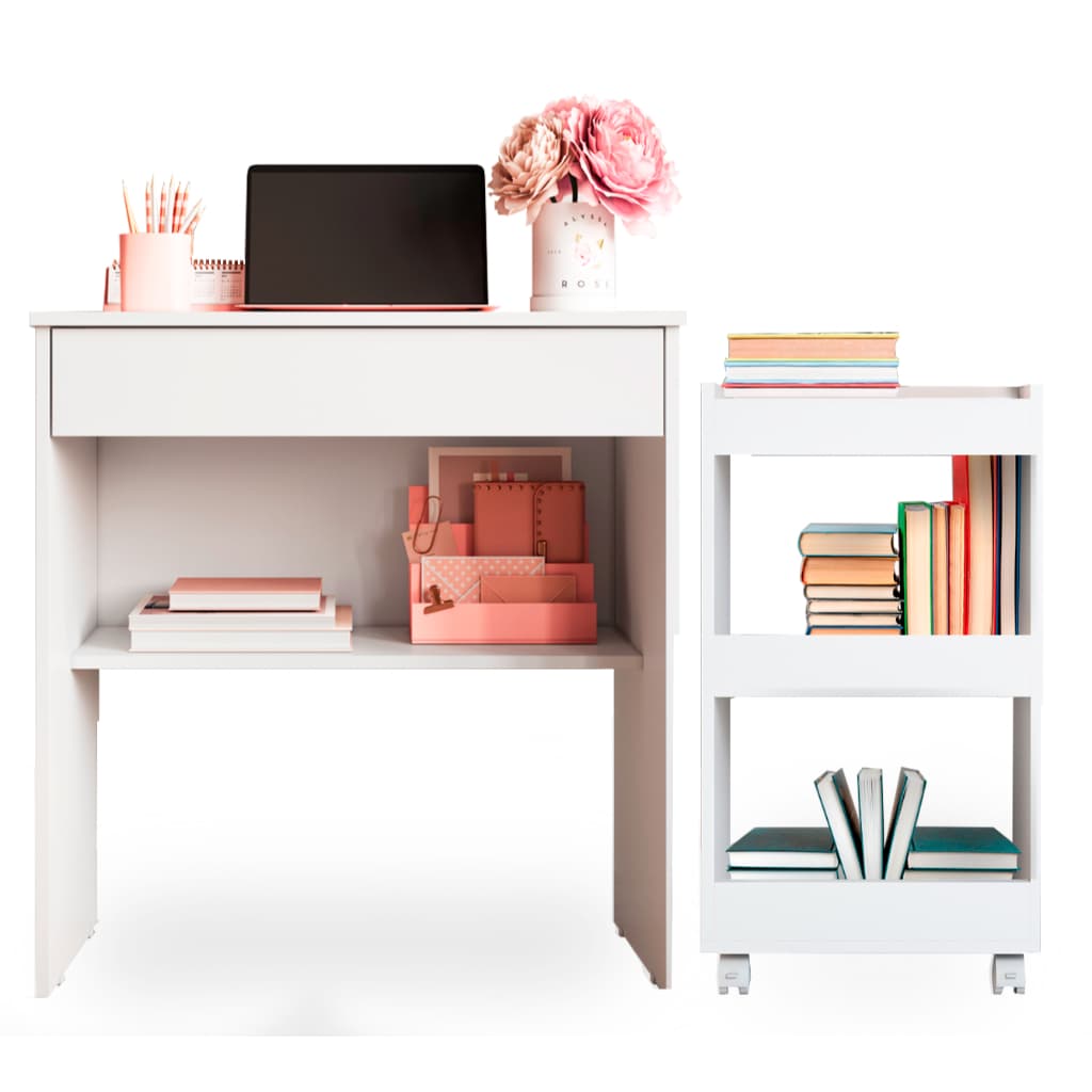 Conjunto Escrivaninha Infantil e Armário de Livros Multiuso para Quarto