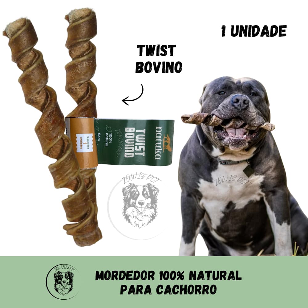 Twist Pele Bovina Mordedor Natural para Cães Espiral 1 unid - Natuka