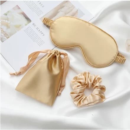 KIT Máscara de Olho Macia de Seda Máscara de dormir Dupla Face Ideal Para Viagem Unisex - KIT