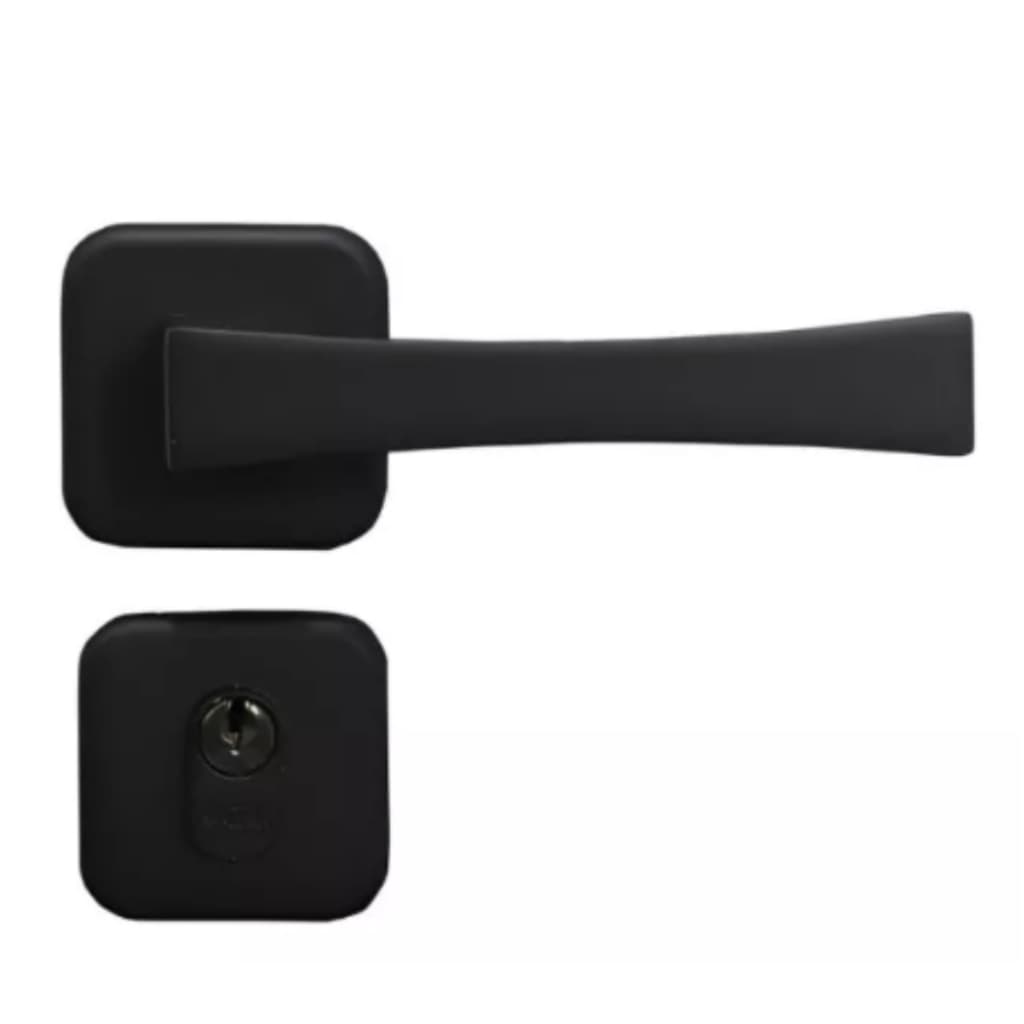 Fechadura preta roseta quadrada Trinco de Porta de madeira Luxo preto fosco Paris MGM