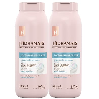 Kit 2 Creme Loção Hidratante Perfume de Bebê 500ml Hidramais
