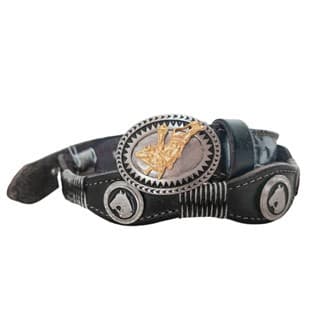 Cinto Infantil Unissex em Couro Artesanal com Apliques de Cavalinho e Fivela Country