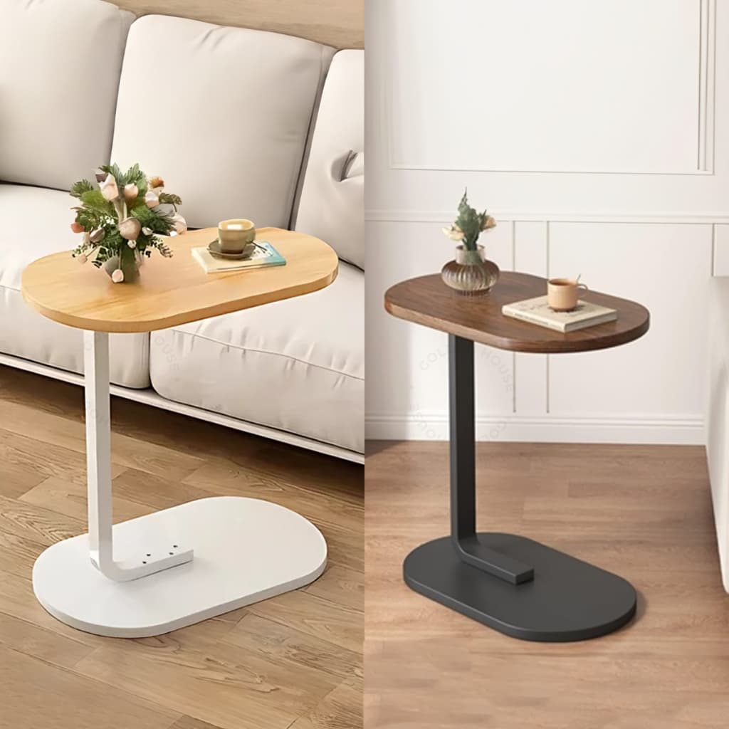Mesa De Apoio Lateral Base de Ferro e MDF Para Sofá Cama Notebook Portátil - Luxo