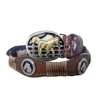 Cinto Infantil Unissex em Couro Artesanal com Apliques Cavalinho