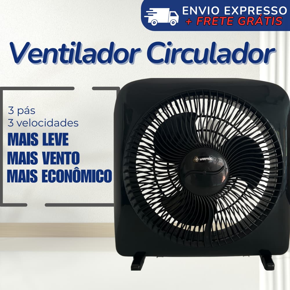 Ventilador Circulador de Ar de Mesa 43cm Bivolt 3 pás com 3 Velocidades 12V