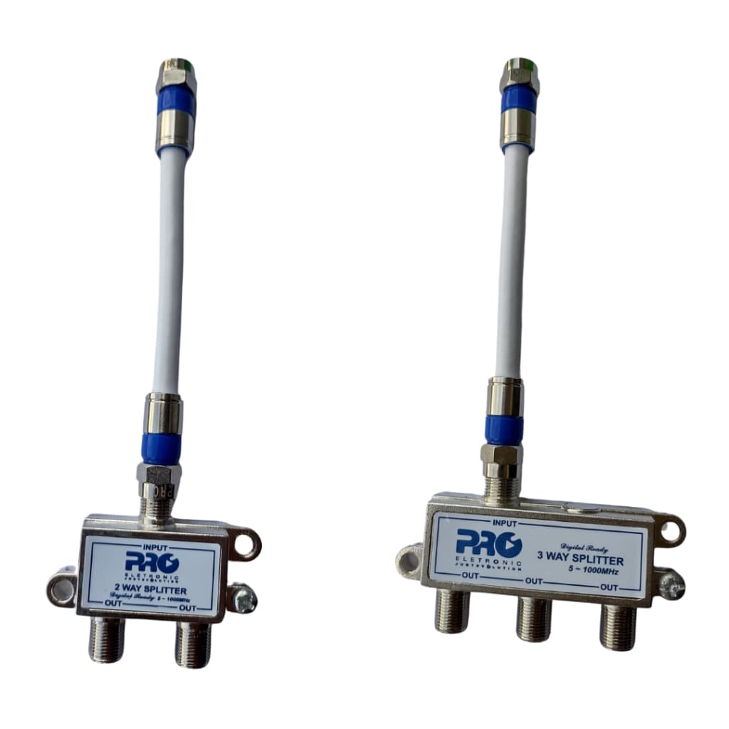 Divisor de Sinal para antena de tv com 2 ou 3 Saidas 5-1000 Mhz splitter + Adaptador - Proeletronic
