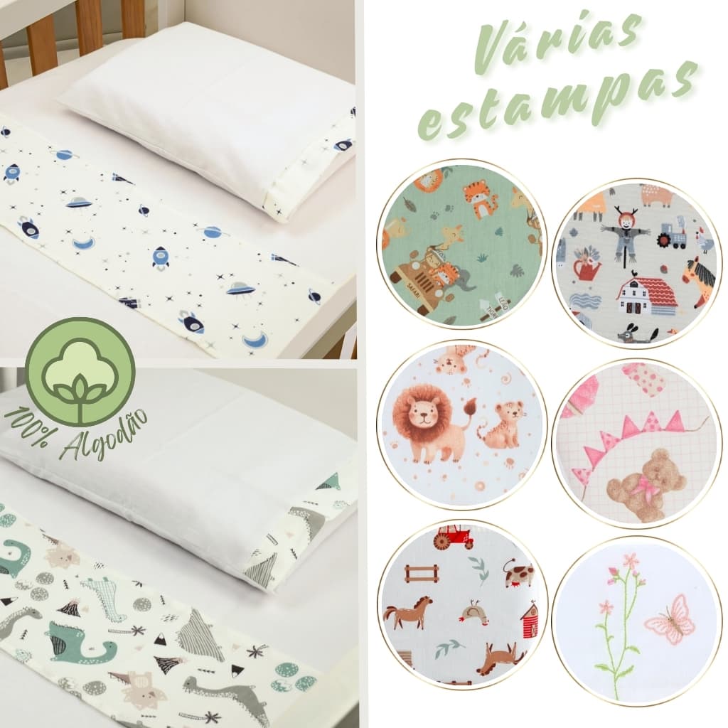 Conjunto Lençol Mini Berço, Berço Americano e Mini Cama Montessoriana  Enxoval Algodão Antialérgico