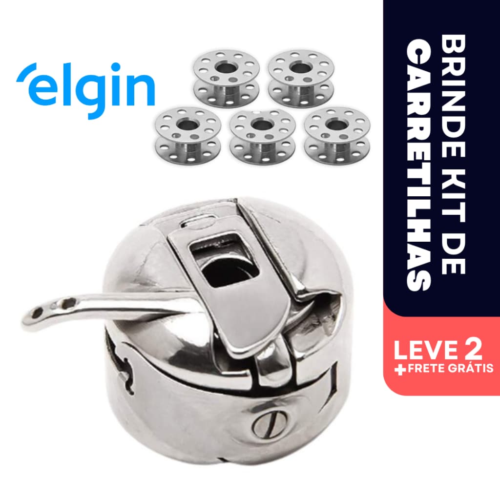Caixa Bobina Elgin Doméstica + 5 Bobinas Altas Elgin Vigorelli Costura Doméstica