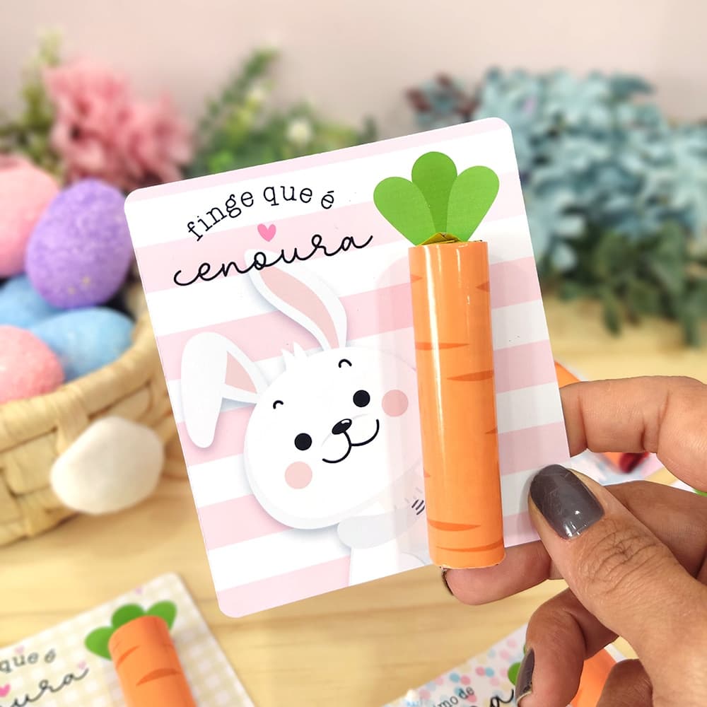 50 Cartões para Páscoa + 50 Adesivos de Cenoura
