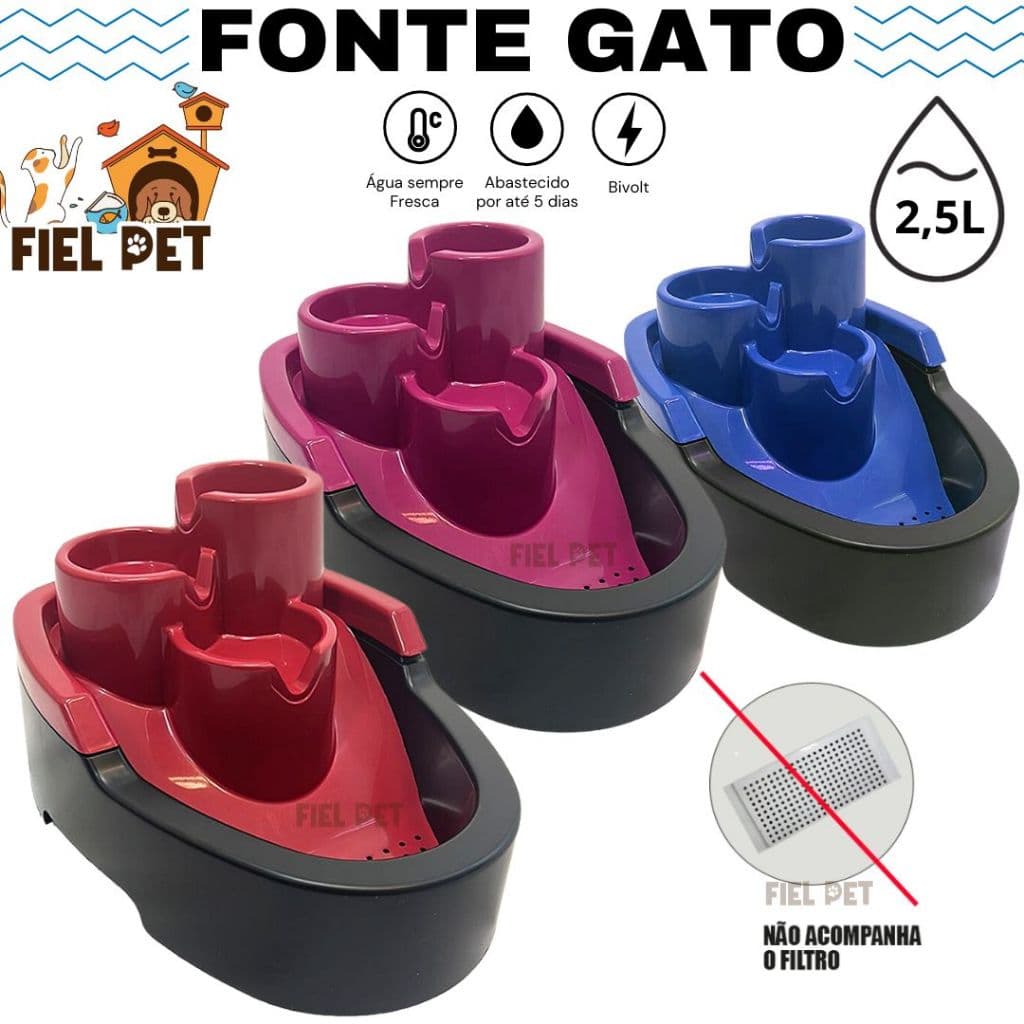 Fonte de Água Para Gatos Bebedouro Gato Pet Cães e Gatos 3 Cascatas Pop Durapets Usb