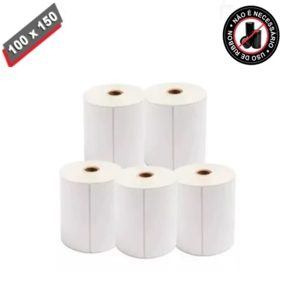 5 Rolo 180 Etiqueta Térmica Não Usa Ribbon Adesiva  10x15