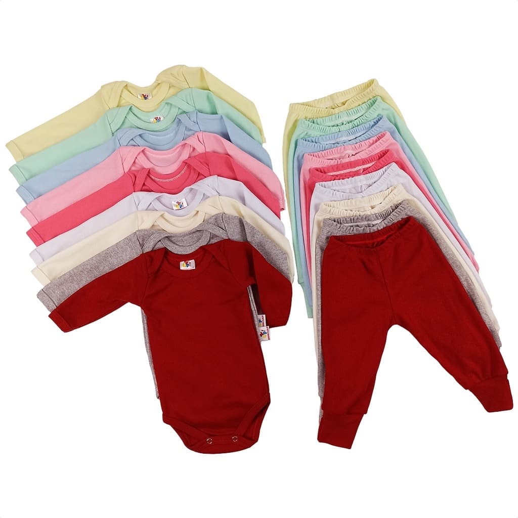 Kit roupas de bebê 12 Pçs Body Manga longa E Mijão Barato Enxoval
