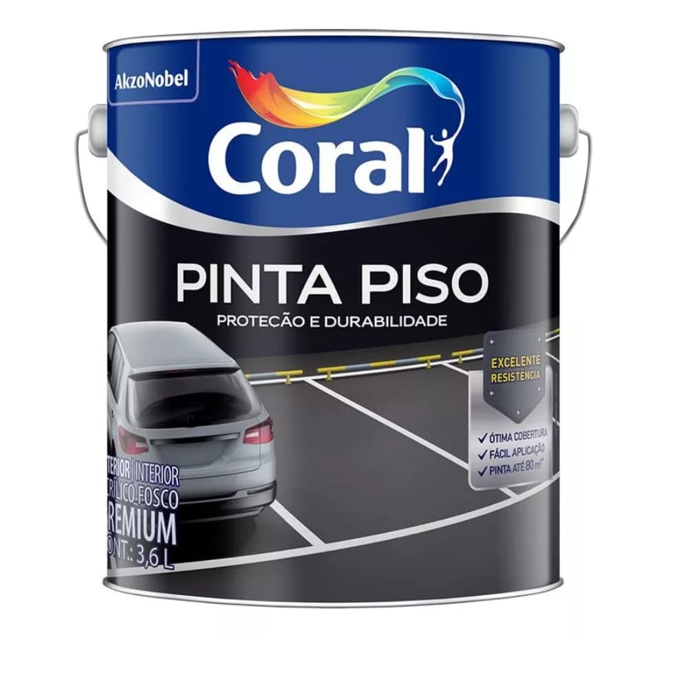 Tinta Piso Coral 3,6L Cores para Áreas Externas, Concretos, Garagens, Calçadas E Varandas