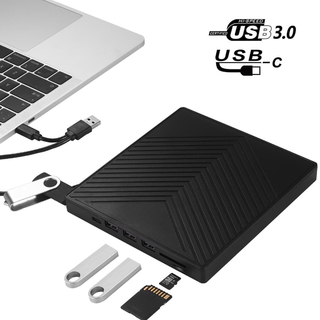7 Em 1 Gravador De DVD CD/Unidade Óptica Externa USB 3.0 Reprodutor Externo Portátil Para PC Laptop