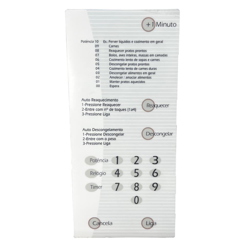 TECLADO MEMBRANA MICROONDAS  BMP 42 BRANCO SEM DOURADOR