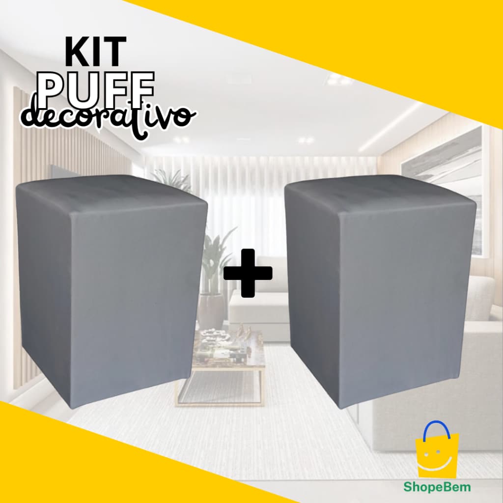 kit 2 unidades puff decorativo multiuso super fofo para sala