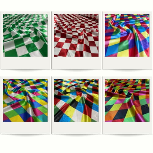 Tecido Cetim Estampado Losangos Coloridos 1,40m Festas e Fantasias