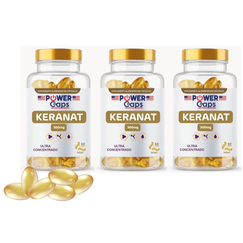 Kit com 3 Keranat 300mg Softgel 180 Cápsulas