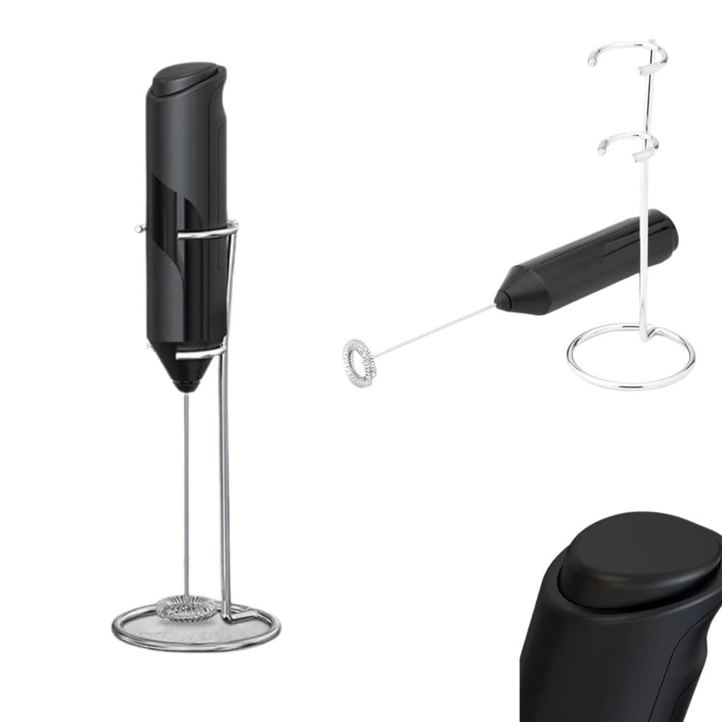 Mixer Batedor Misturador de Mão Bebidas Leite Ovos com Suporte Pilha