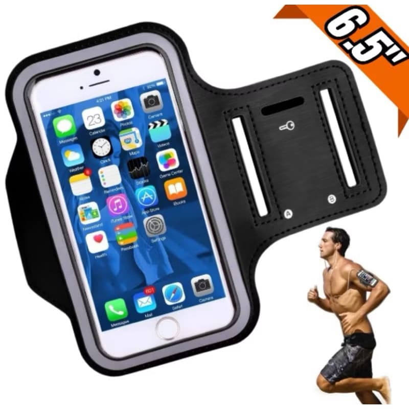 Suporte de celular impermeável para o braço com espaço para chaves