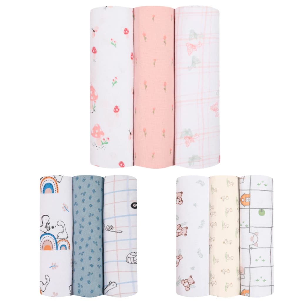 Cueiro Flanelado Papi Baby 100% Algodão 1,00x80cm Kit C/ 3 Unidades