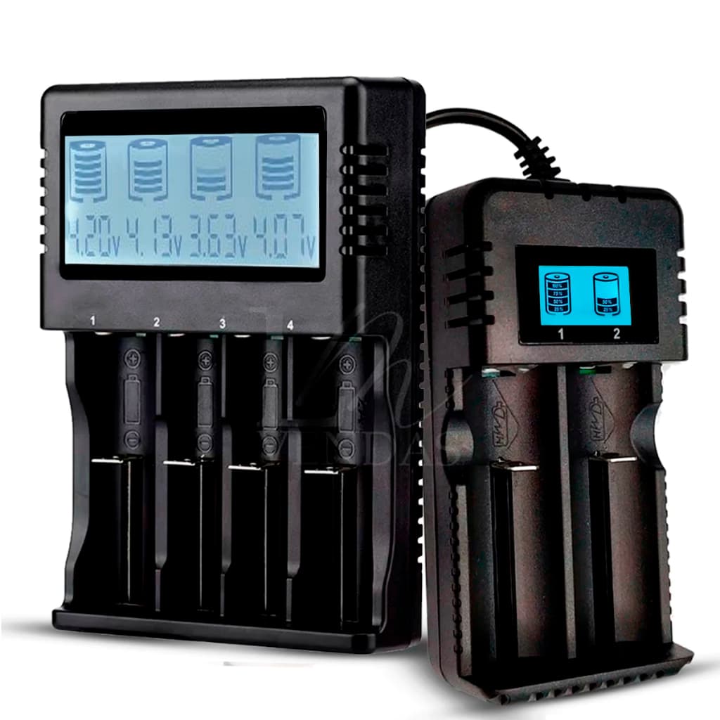 Carregador De Bateria Lanterna Bivolt Display Lcd 4 e 2 Baterias 26650-18650-14500-16340 AA/AAA
