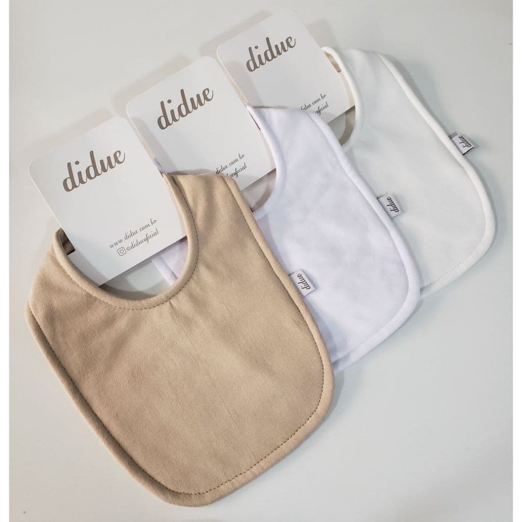 Kit 3 babadores de malha com forro absorvente 100% algodão – Didue [Babador/babeiro bebê]
